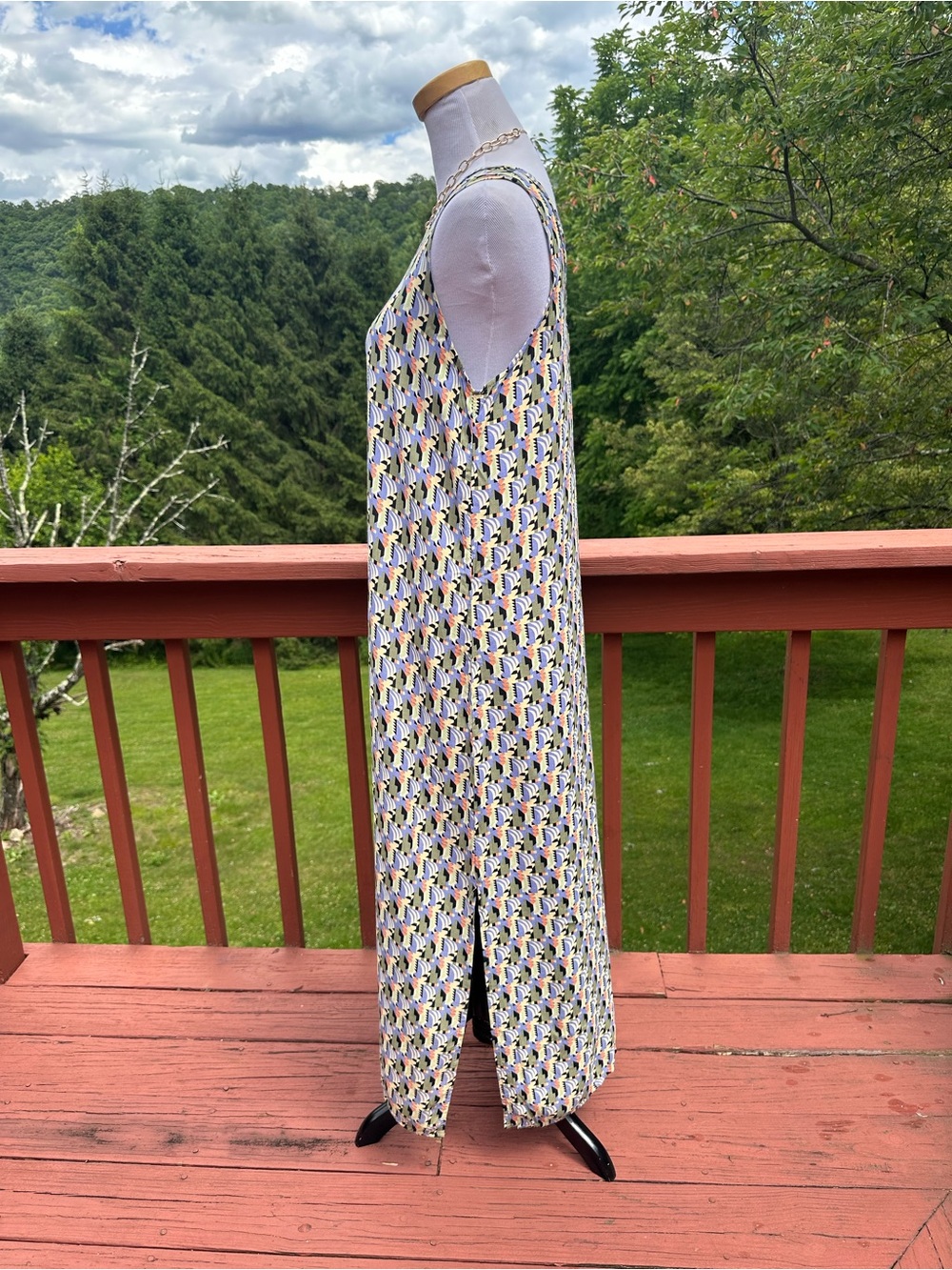 Flax Vintage Multicolor Geometric Scoop-Neck Maxi Dress - Picture 2 of 4
